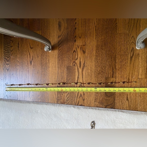 Glass Beaded Necklace Various Amber and Gold Colored Glass Beads - Picture 7 of 7